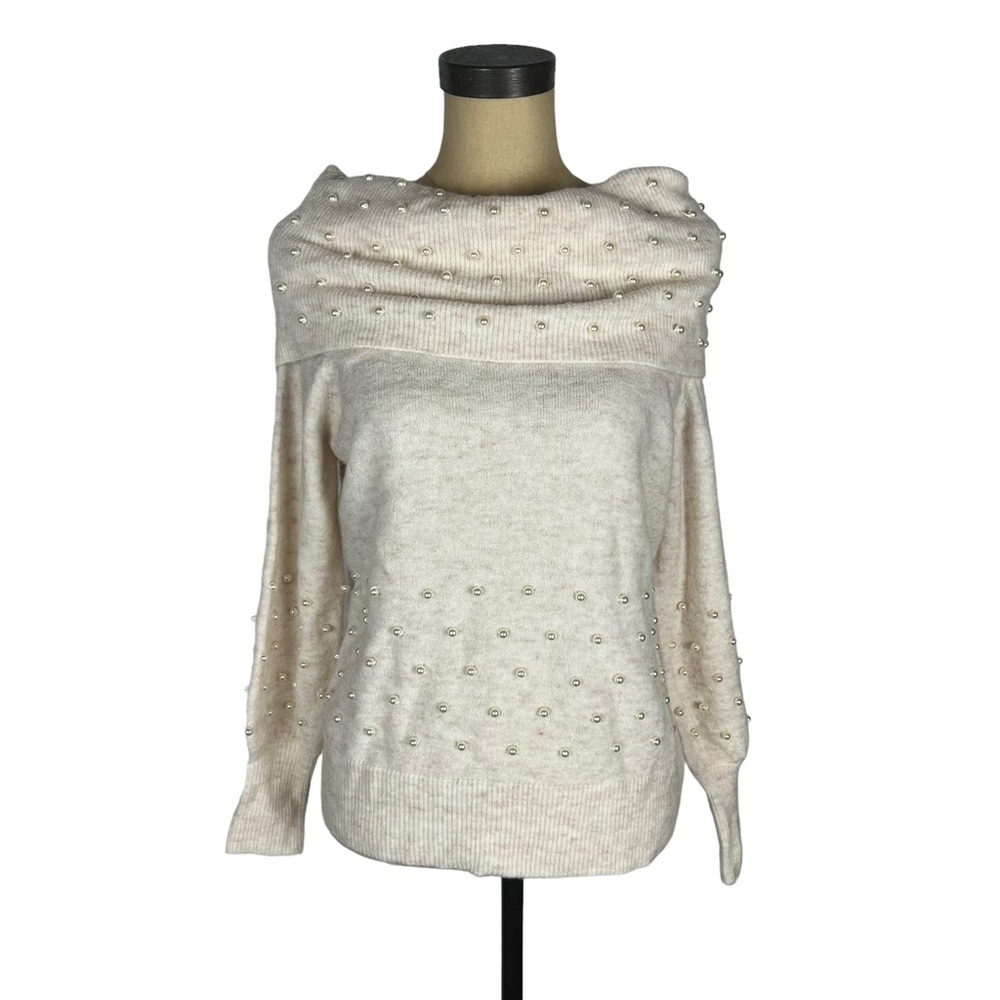 Michelle Mason NEW women’s cream off shoulder wool‎ blend sweater SZ S
